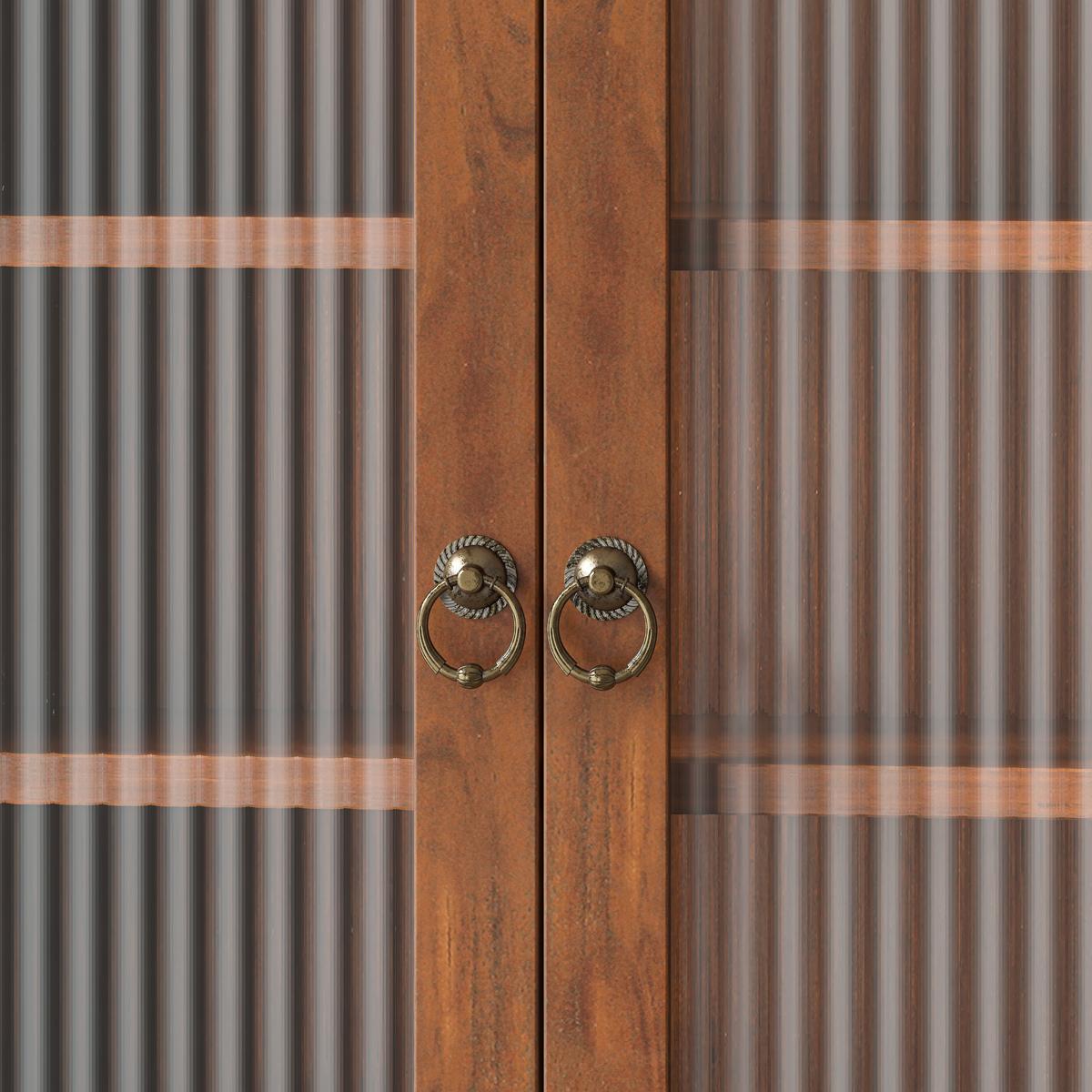 WANDSCHRANK Massivholz Braun 4 Glastüren 3 Ebenen & Hakenleiste 100cm - Braun, Holz/Holzwerkstoff (100/80/20cm) - Urban Meuble