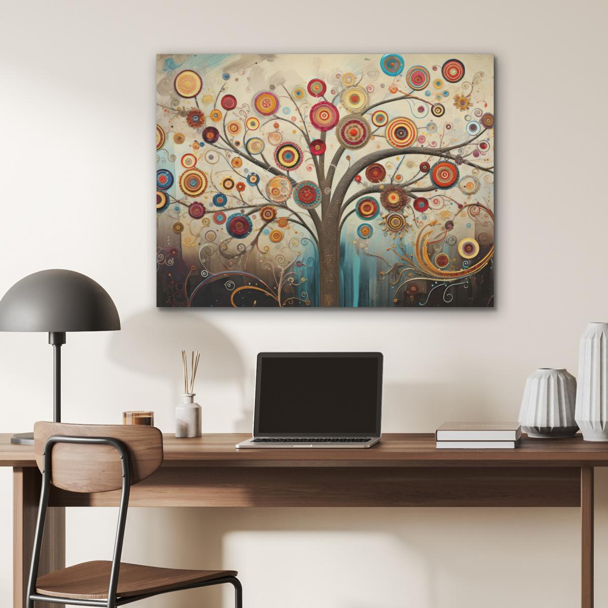 AKUSTIKBILD Baum - Baum des Lebens - Farbe Gemälde 80x60 cm - Braun, Kunststoff (80/60/0.9cm) - MuchoWow