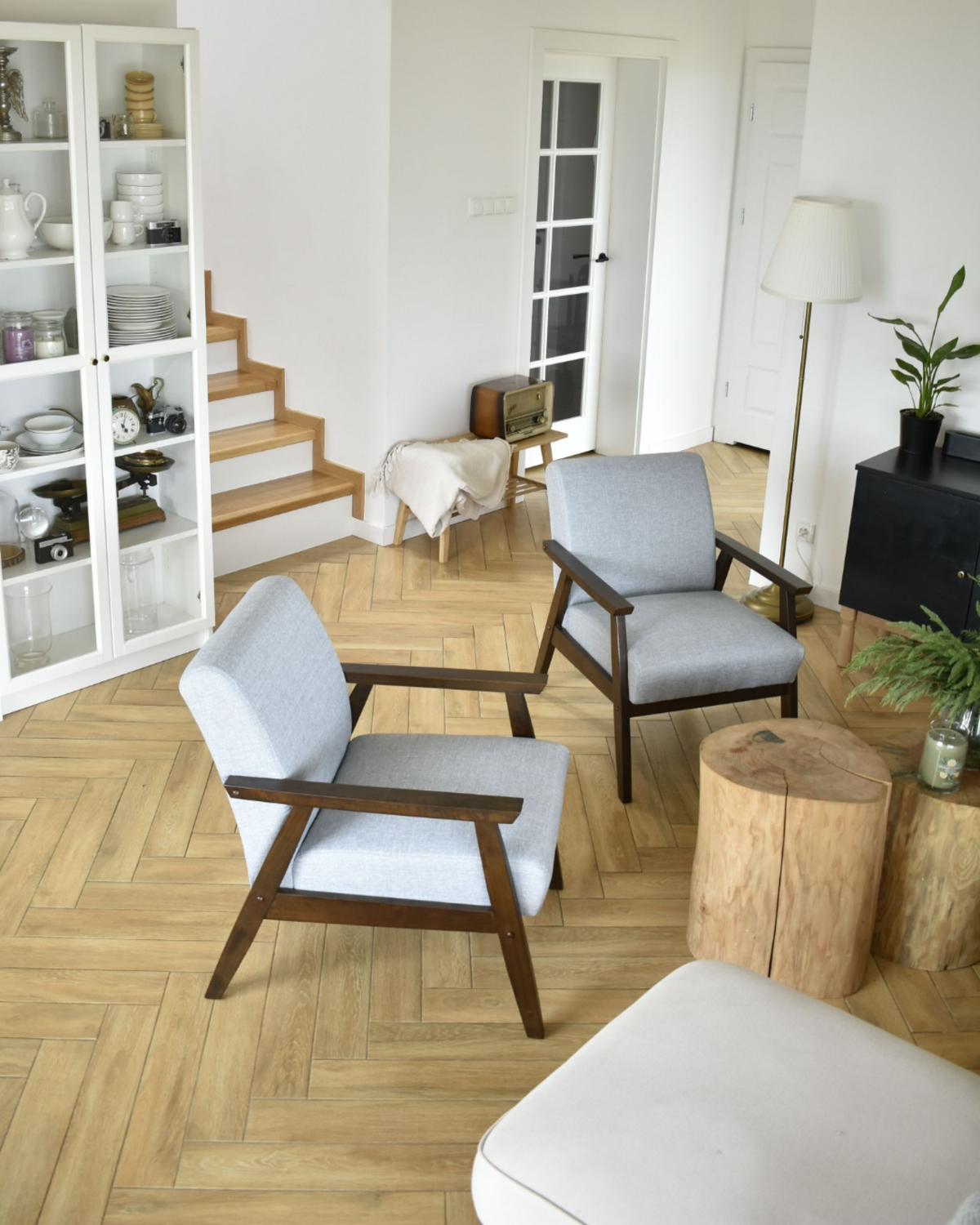 SESSEL hellgrau/dunkelbraun Retro-Design Asnes - Dunkelbraun/Grau, Textil (62/80/80cm) - Beliani