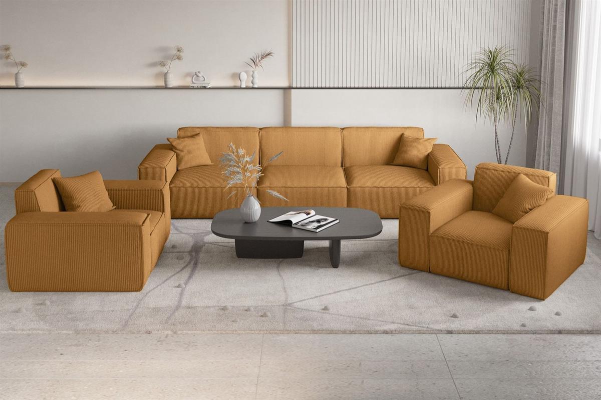 SESSEL Celes Premium Stoff Scala - Currygelb, Holzwerkstoff/Textil (121/73/88cm) - Fun Möbel