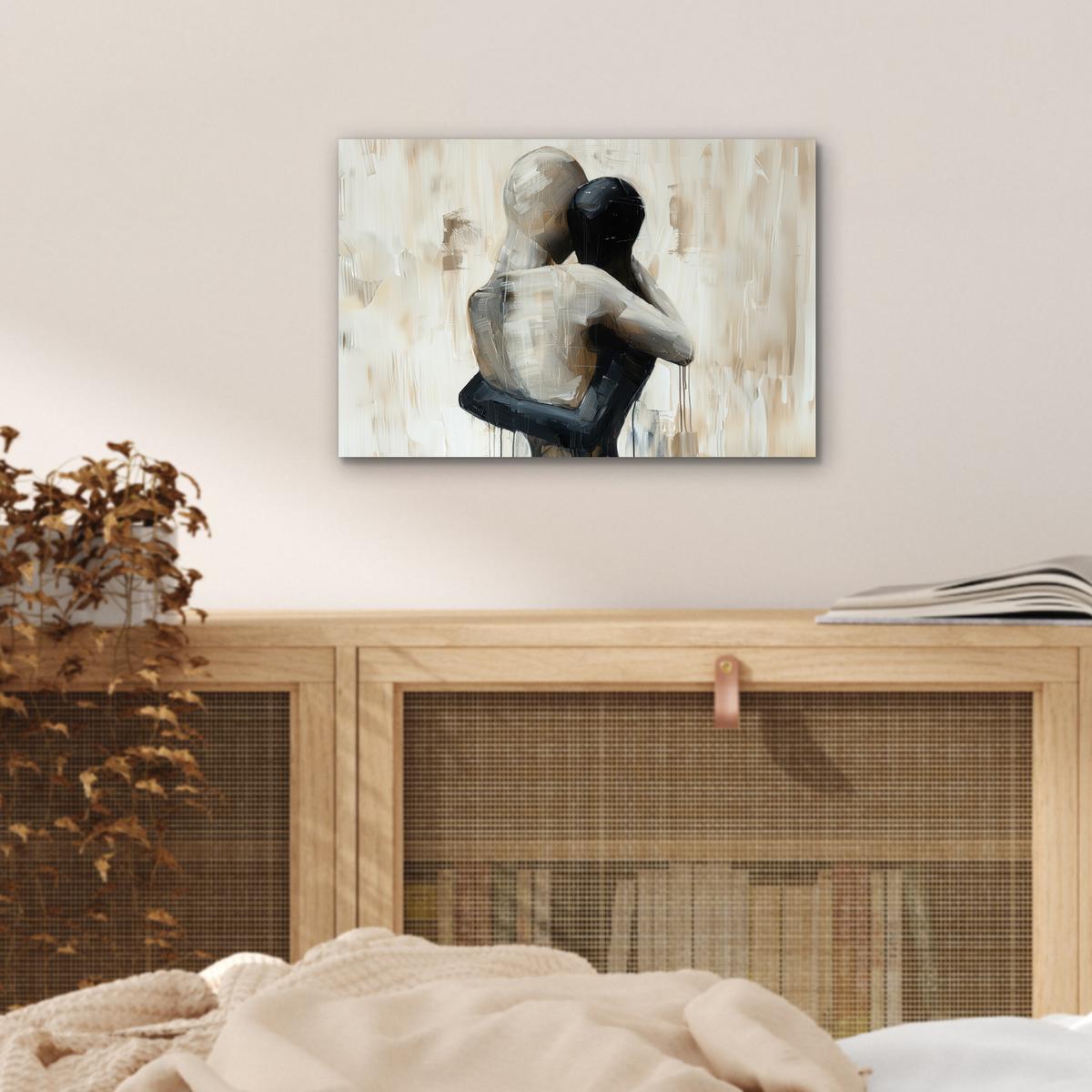 METALLBILD Abstrakt - Liebe - Schwarz und weiß - Modern 30x20 cm - Schwarz, Metall (30/20cm) - MuchoWow