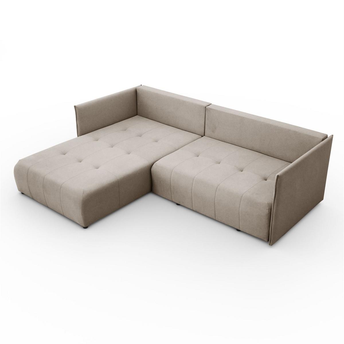 ECKSOFA APOLLO L mit Schlaffunktion und Bettkasten – linke Seite - Beige, Textil (246/188cm) - Lookway