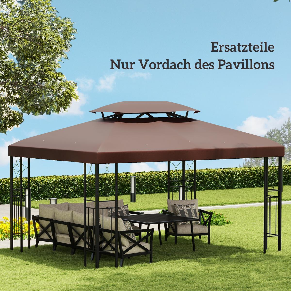 PAVILLONDACH, Polyester, Kaffee - Braun, Kunststoff (300/20/400cm) - Outsunny