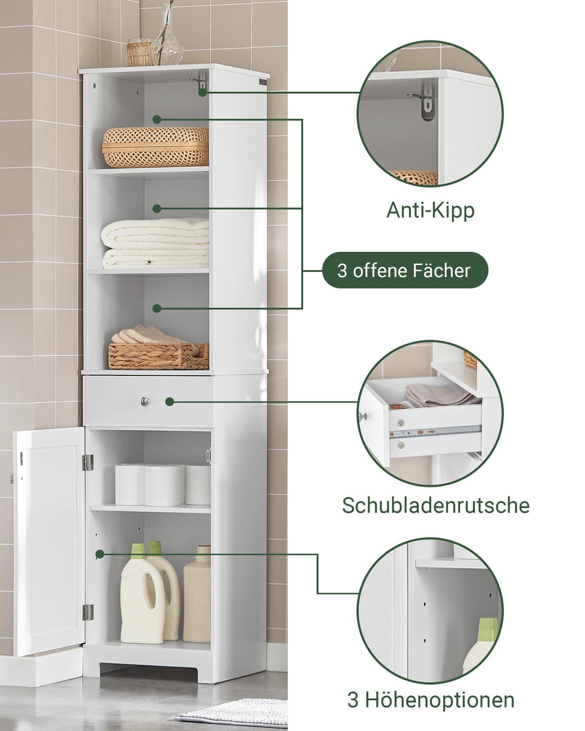 HOCHSCHRANK Weiß - Weiß, Holzwerkstoff (40/161/35cm) - SoBuy
