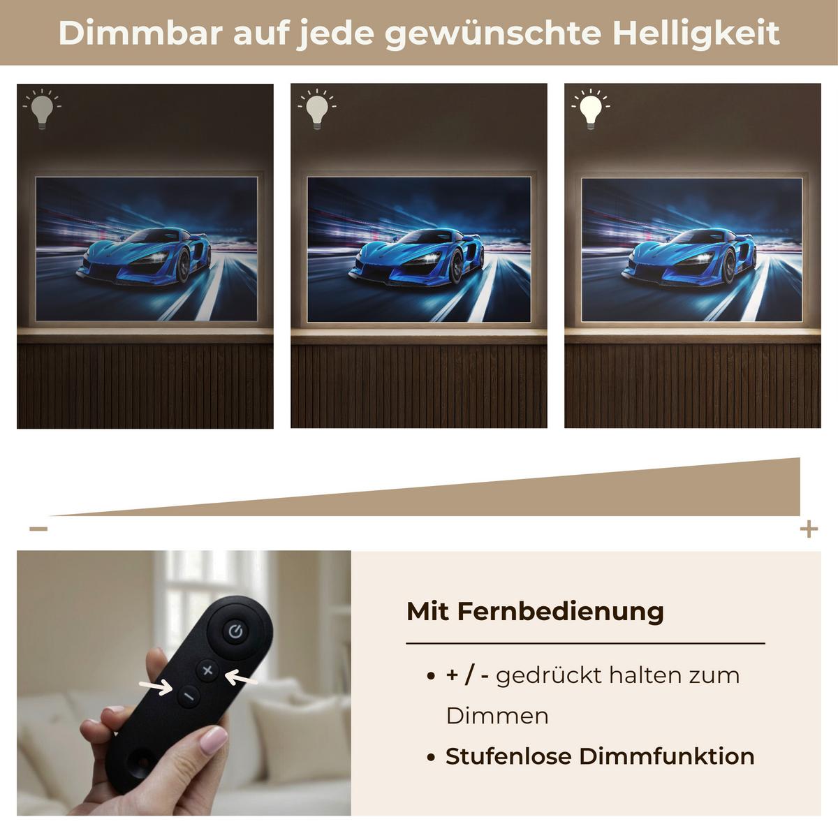 WANDLEUCHTE MIT AKKU Auto - Blau - Jungen - Kind 60x40 cm - Blau, Holzwerkstoff (60/40/8cm) - OnlyWow