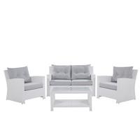 LOUNGE-SET 4-sitzer Rattan Weiß Marino - Weiß, Kunststoff - Beliani
