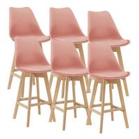 BARSTUHL Lublin 6er-Set - Rosa, Leder (48/105/58cm) - [en.casa]