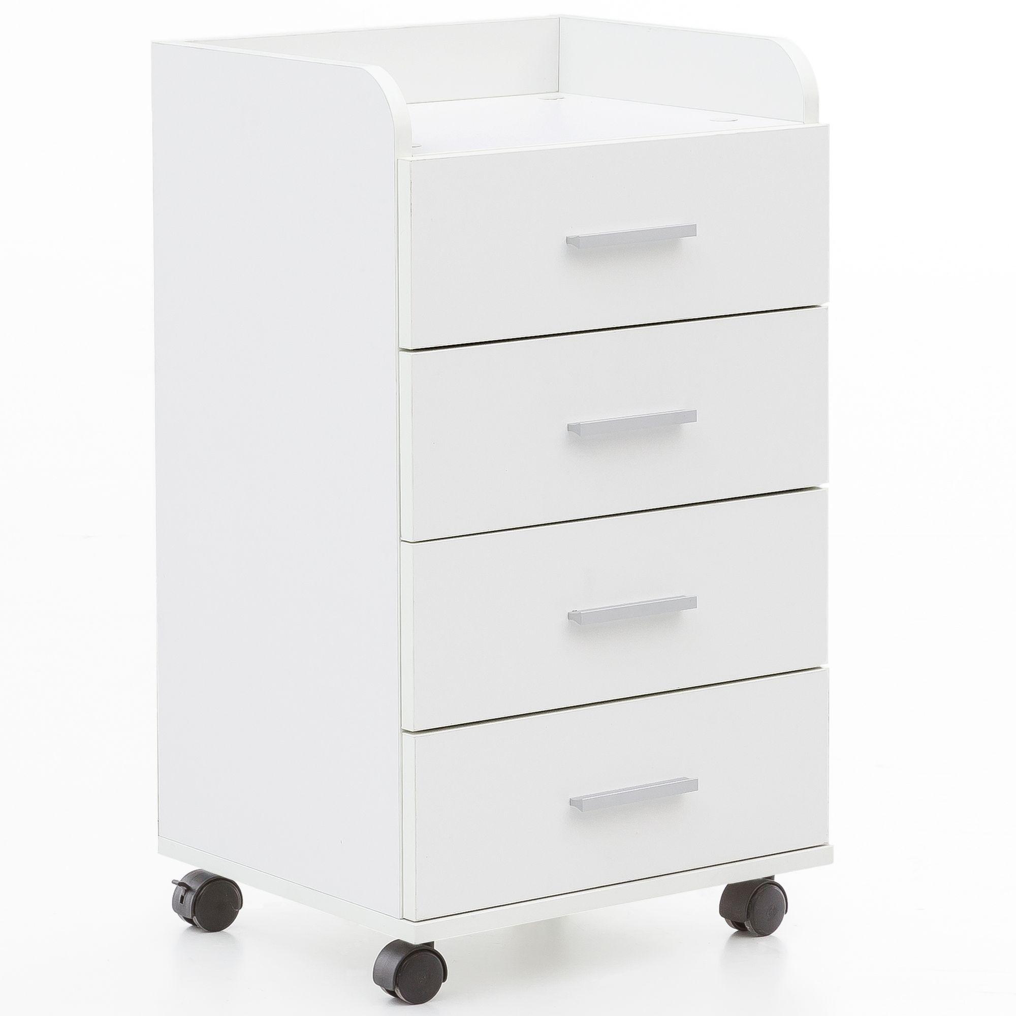 ROLLCONTAINER 4 Schubladen Ablage Melaminbeschichtet ISONZO, Weiß 40x33x71 cm - Schwarz/Weiß, Holz/Kunststoff (40/71/33cm) - KADIMA DESIGN