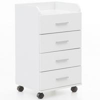 ROLLCONTAINER 4 Schubladen Ablage Melaminbeschichtet ISONZO, Weiß 40x33x71 cm - Schwarz/Weiß, Holz/Kunststoff (40/71/33cm) - KADIMA DESIGN