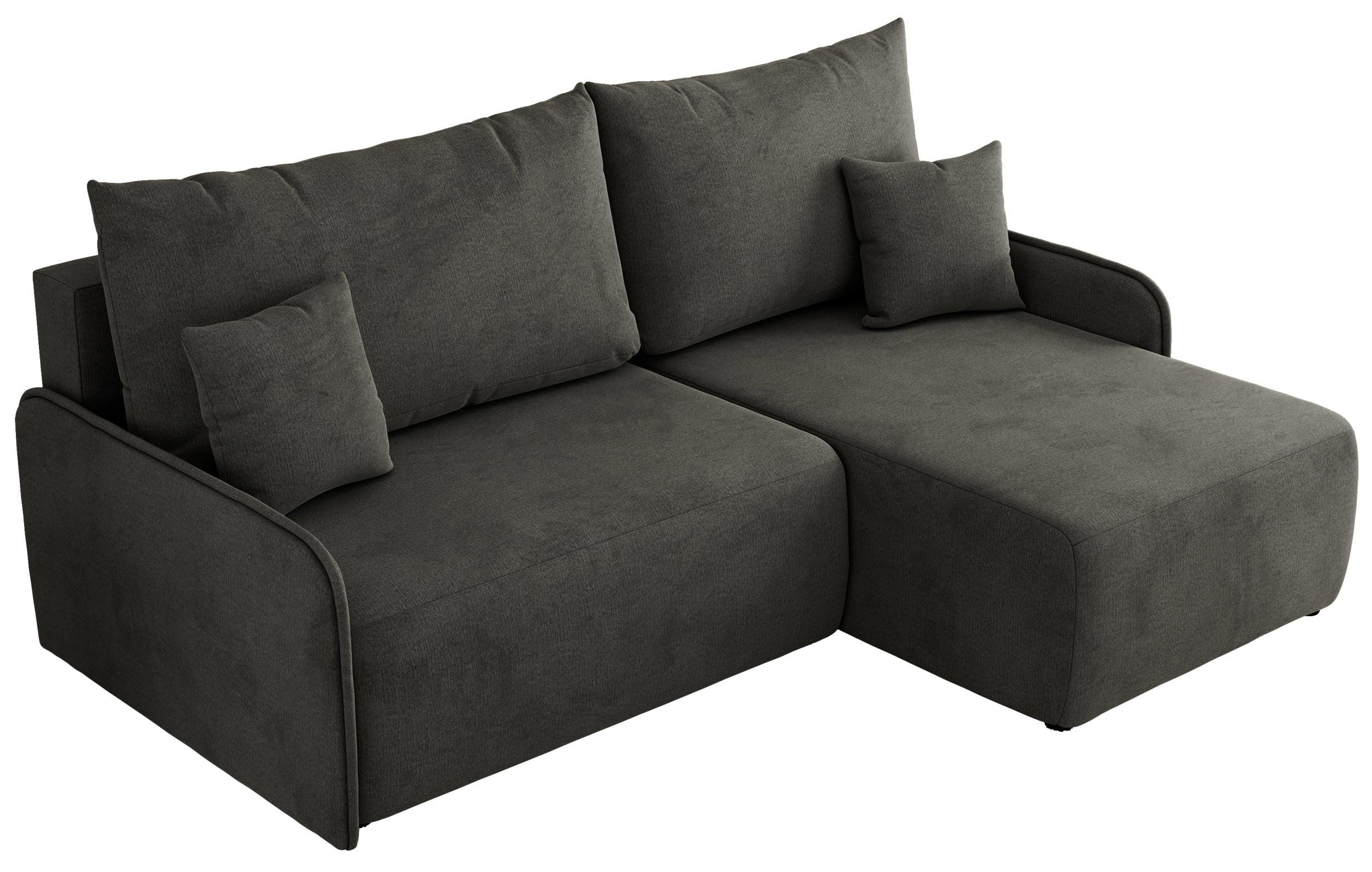 ECKSCHLAFSOFA ARPA L Dunkelgrau Velvet - rechts - Dunkelgrau/Schwarz, Kunststoff/Textil (150/198cm) - MKS