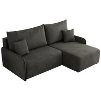 ECKSCHLAFSOFA ARPA L Dunkelgrau Velvet - rechts - Dunkelgrau/Schwarz, Kunststoff/Textil (150/198cm) - MKS
