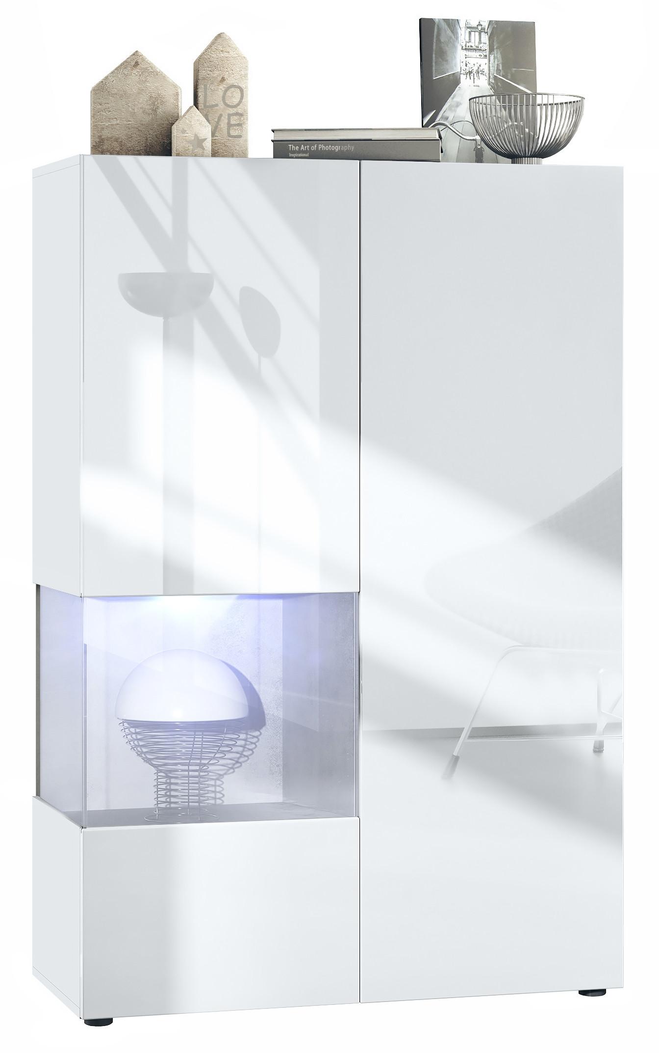 VITRINE Morena Einsatz in Beton Oxid Optik - Hellgrau, Holzwerkstoff (91.5/136.5/37cm) - Vladon
