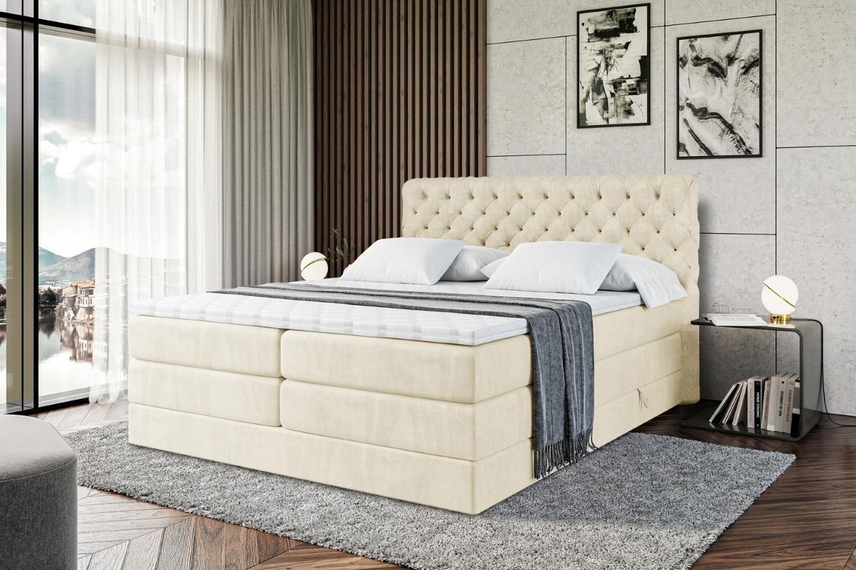 BOXSPRINGBETT BOXI8 KING - 140x200 - H3/H4 - Beige - Beige, Holzwerkstoff (140/200cm) - ALTDECOR