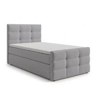 BOXBETT DEFNE 80x200 cm mit Fußteil und Matratze - Hellgrau + TOPPER - Hellgrau/Schwarz, Holz/Holzwerkstoff (80/200cm) - AX Living