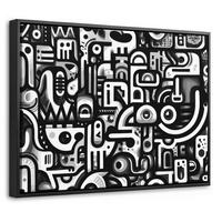 LEINWAND Bilder mit Rahmen - Symbole - Abstrakt - Grafik - Schwarz - 40x30 - Schwarz, Textil (40/30cm) - MuchoWow
