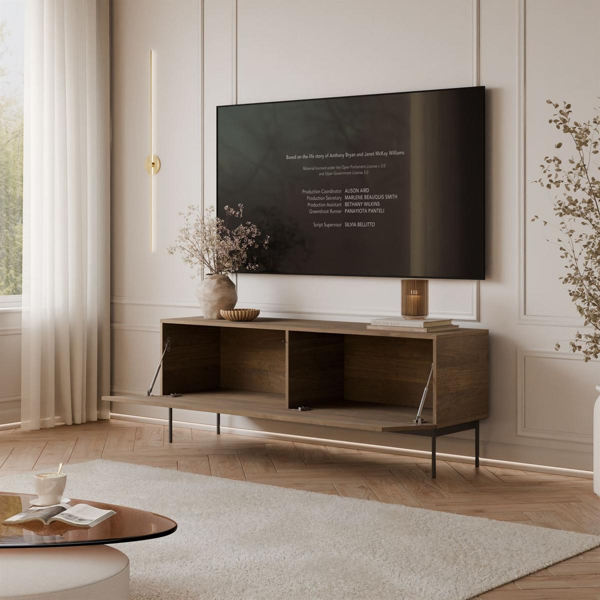 TV-UNIT COLGANTE in Nussbaum, 150 cm, auf Gestell LED - Nussbaumfarben, Holzwerkstoff (150/56/40cm) - Lookway