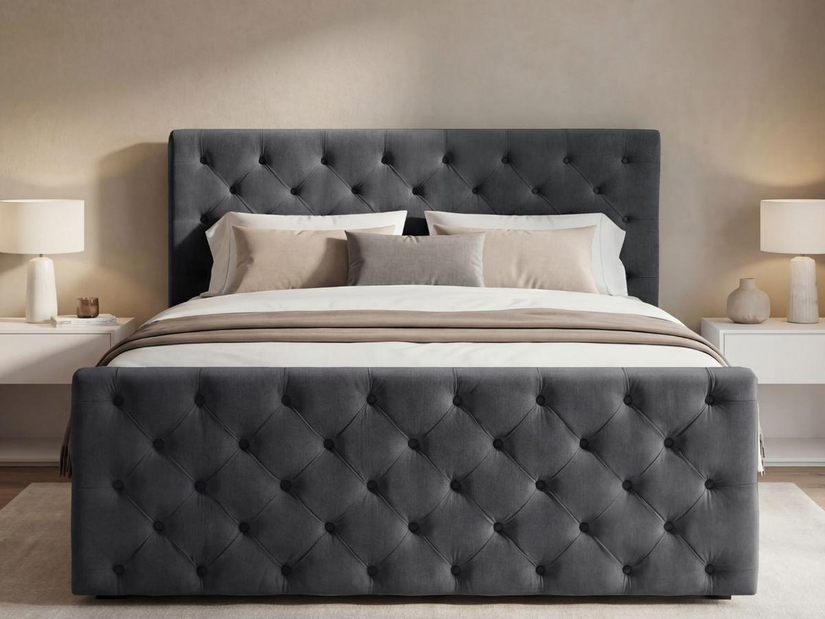 BOXBETT Montego 180x200 Dunkelgrau - Dunkelgrau, Holz/Textil (180/200cm) - Graingold