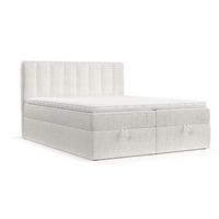 BOXBETT Lusso 180/200 cm Creme im Neve Stoff - Creme/Schwarz, Holz/Holzwerkstoff (180/200cm) - AltaBeds