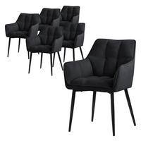 ESSZIMMERSTÜHLE 6ER-SET Schwarz Frotteestoff - Schwarz, Textil/Metall (63/90/57cm) - ML-DESIGN