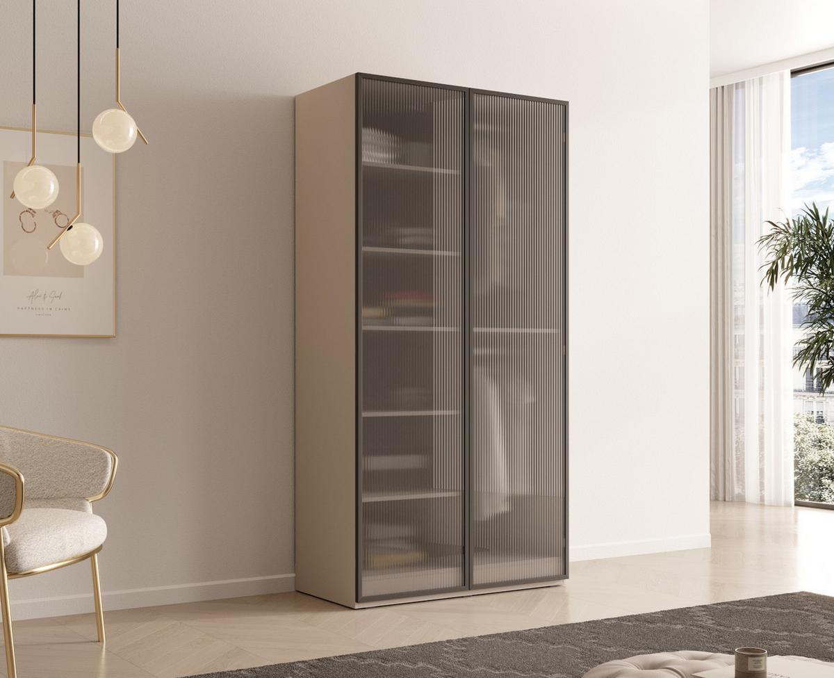 DREHTÜRENSCHRANK ATELIO 101/200/51 cm Modern Kleiderschrank 2-türig Kaschmir - Kaschmir, Holzwerkstoff (101/200/51cm) - MASSENO
