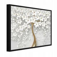 BILDER mit Rahmen Baum Blumen Beige 100x70 cm - Multicolor, Holzwerkstoff (100/70cm) - Wallarena