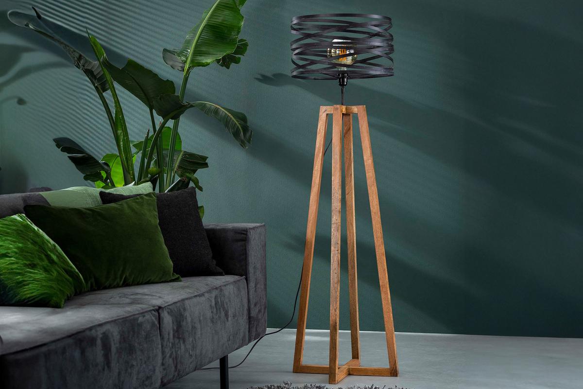 STEHLAMPE DALIAN Schwarz Holz - Schwarz, Holz (41/41/135cm) - KAWOLA