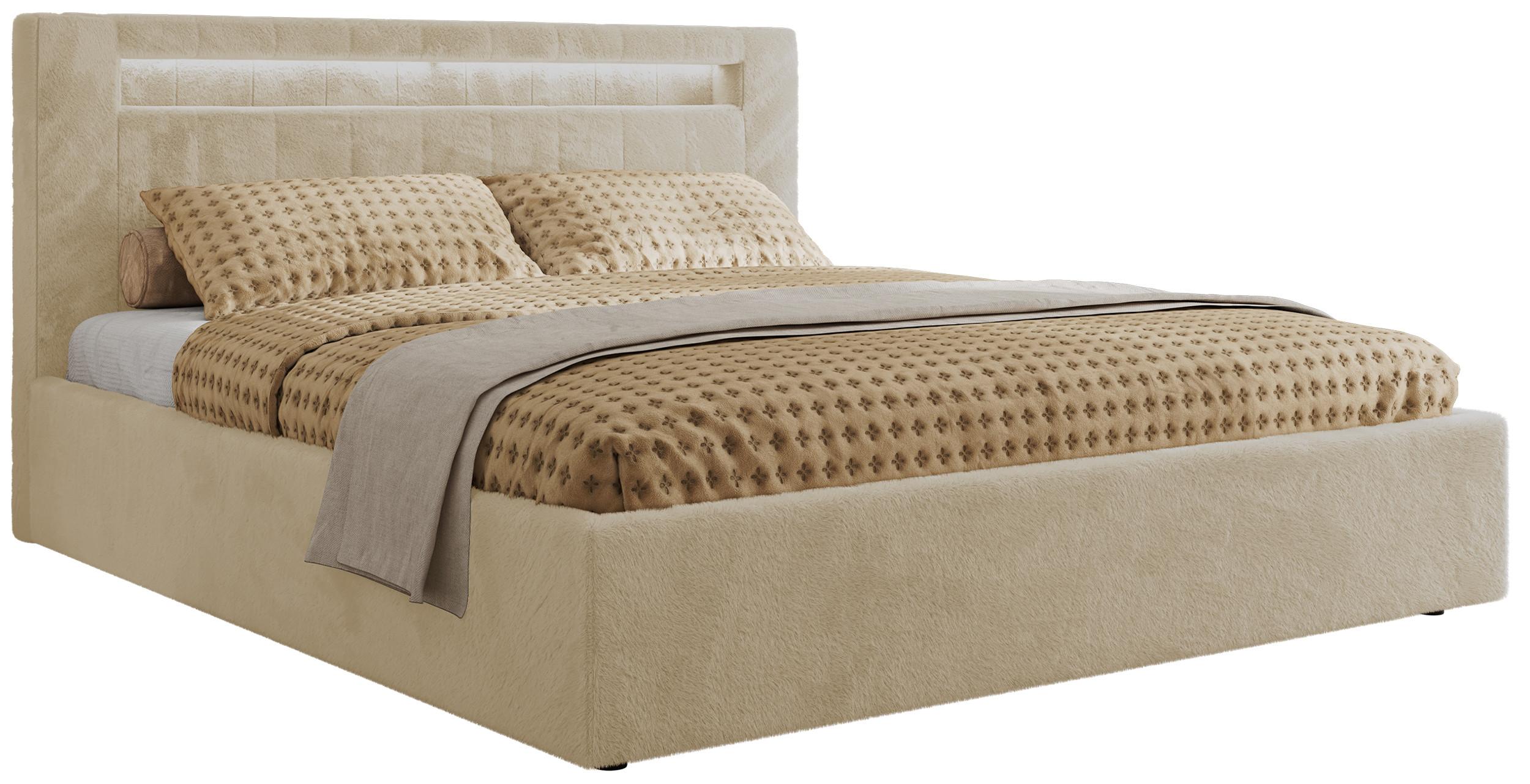 POLSTERBETT GOLD 5 CLASSIC 180/200 - Creme Plüsch - Pocket-Matratze - Creme, Textil (180/200cm) - MKS