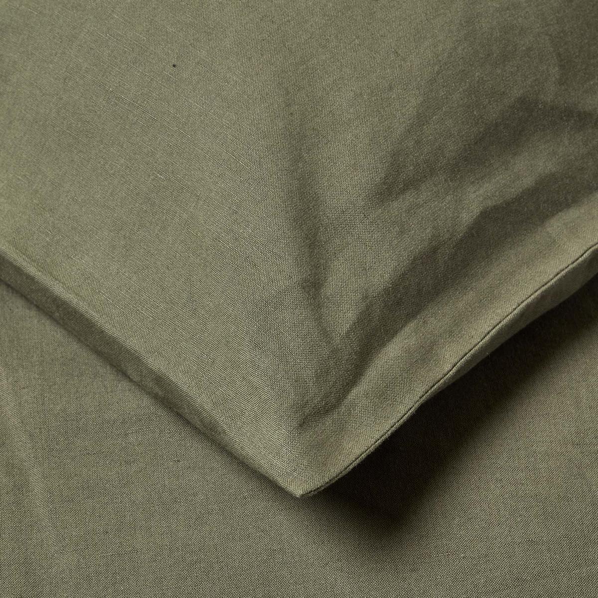 KISSENBEZUG Leinen für V-Form-Kissen - Olivgrün, Textil (38/76cm) - Homescapes