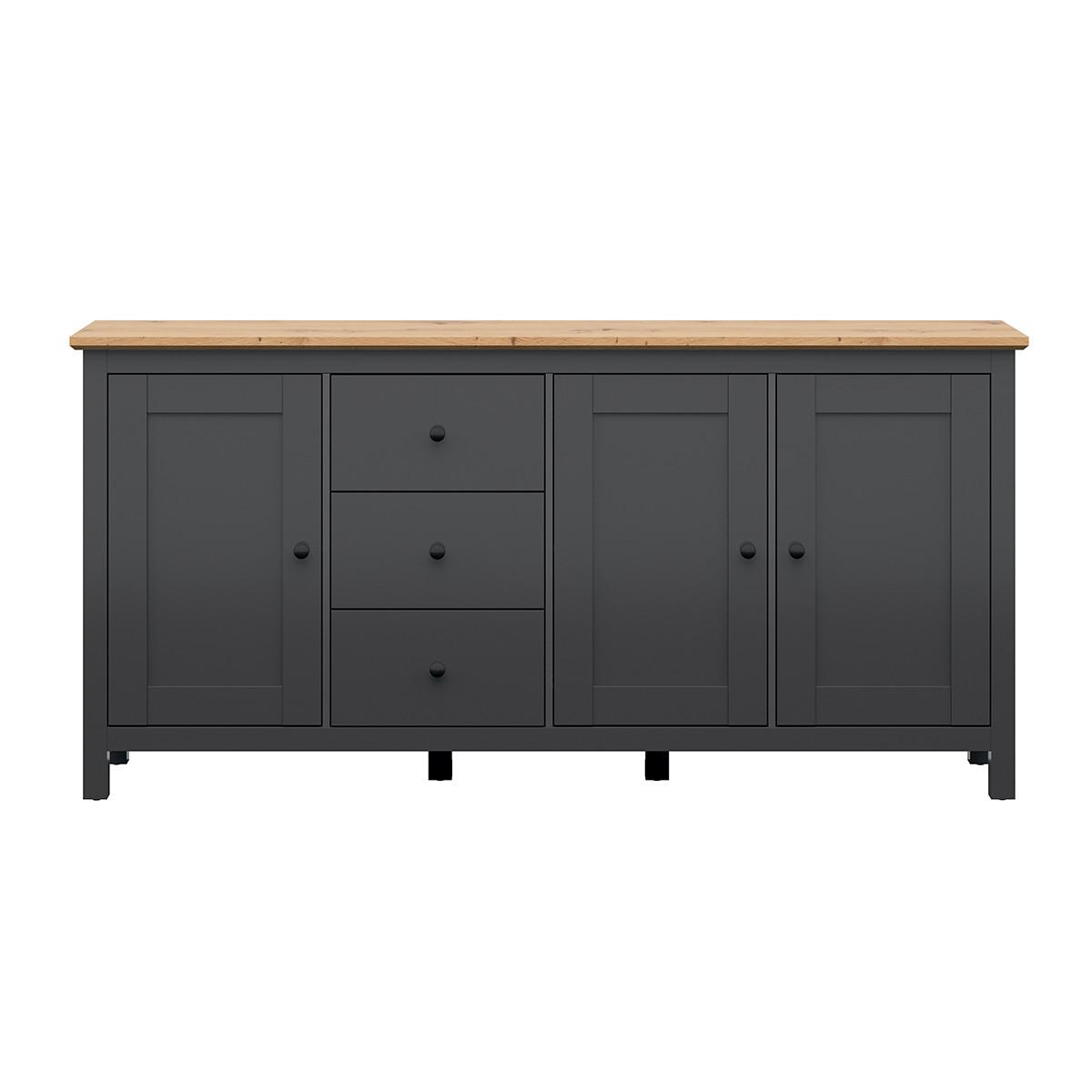 SIDEBOARD Duck Anthrazitgrau und Holz - Grau, Holzwerkstoff (199/96/44cm) - Petits-meubles