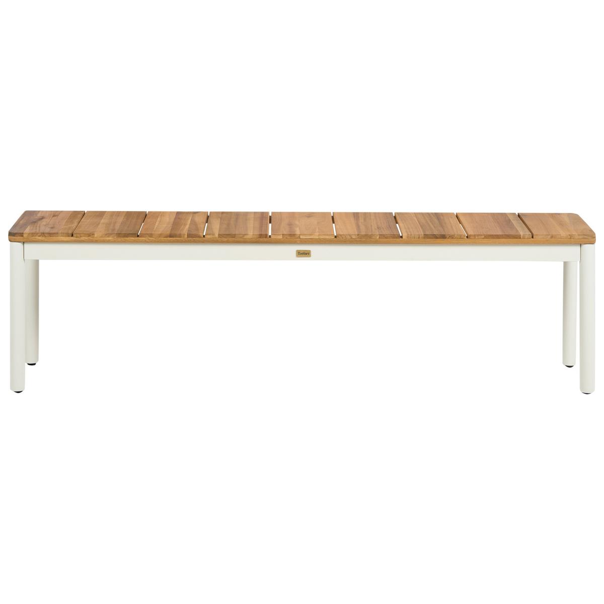 GARTENMÖBEL-SET mit Bänken 6-Sitzer Akazienholz Braun Giovinazzo - Creme, Holz - Beliani