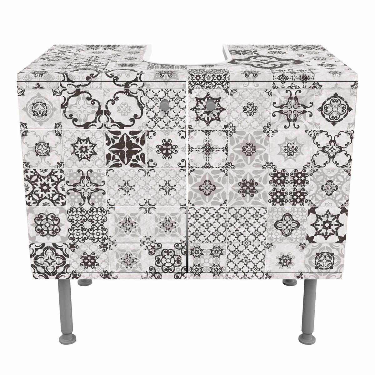 WASCHBECKENUNTERSCHRANK Keramikfliesen Agadir grau 60/55/35 cm - Grau, Holzwerkstoff (60/55/35cm) - Bilderwelten
