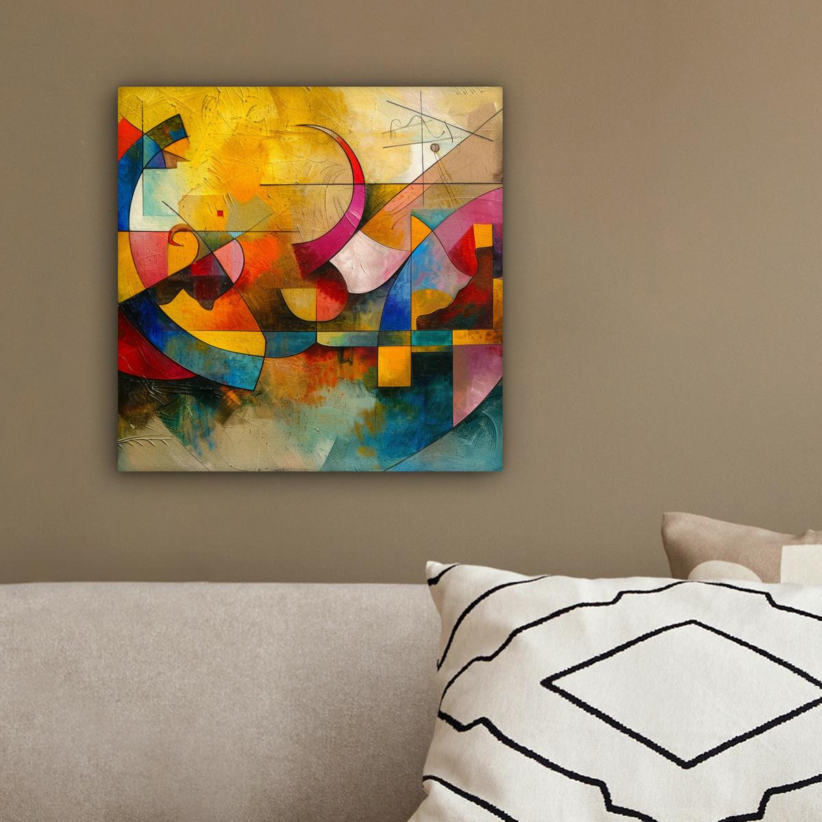 LEINWANDBILD Kunst - Abstrakt - Modern Deko Wohnzimmer 20x20 cm - Gelb, Textil (20/20cm) - MuchoWow