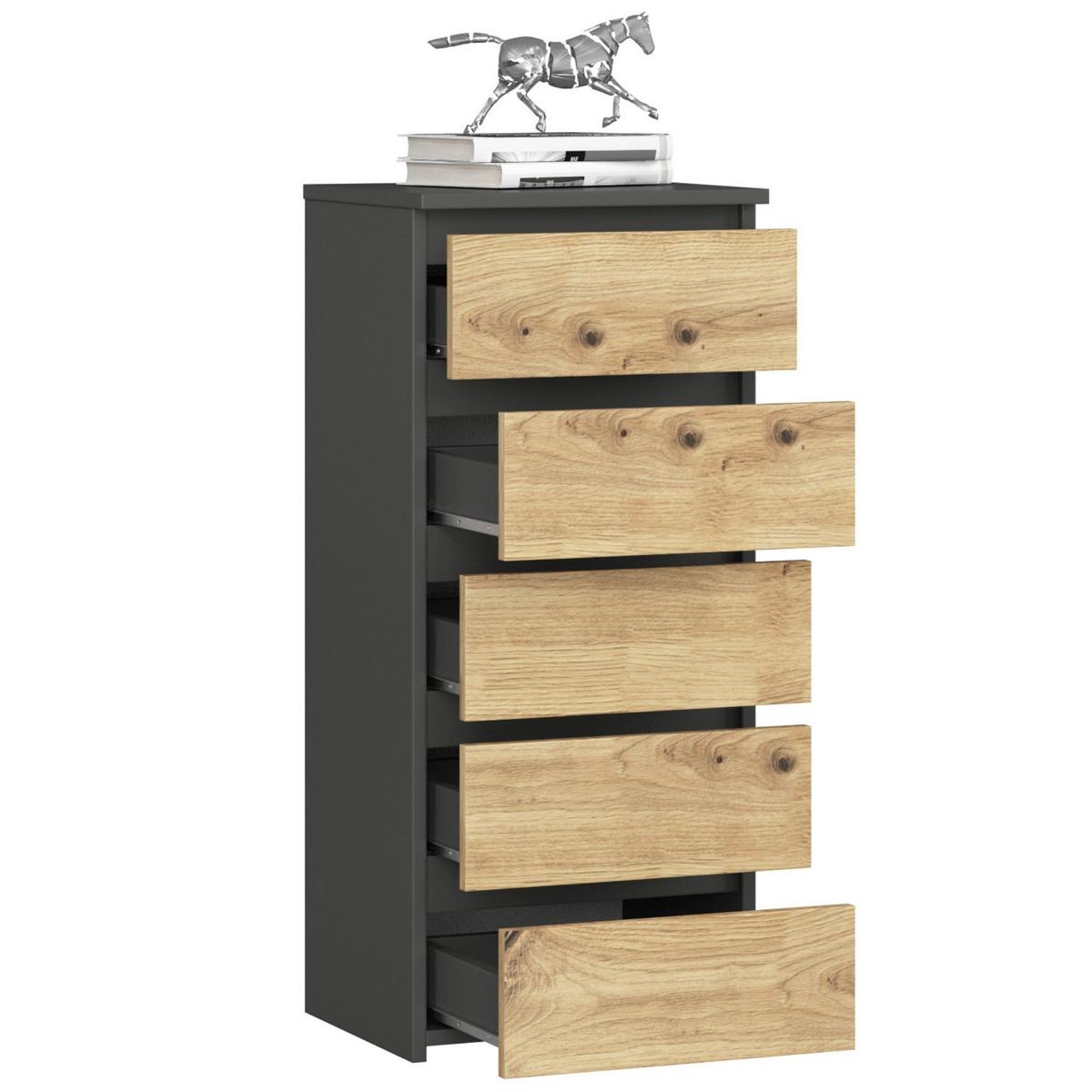 KOMMODE Graphit Grau, Eiche Artisan 92/40/35 - Eiche Artisan, Holzwerkstoff (40/92/35cm) - RAUMHIRSCH FURNITURE