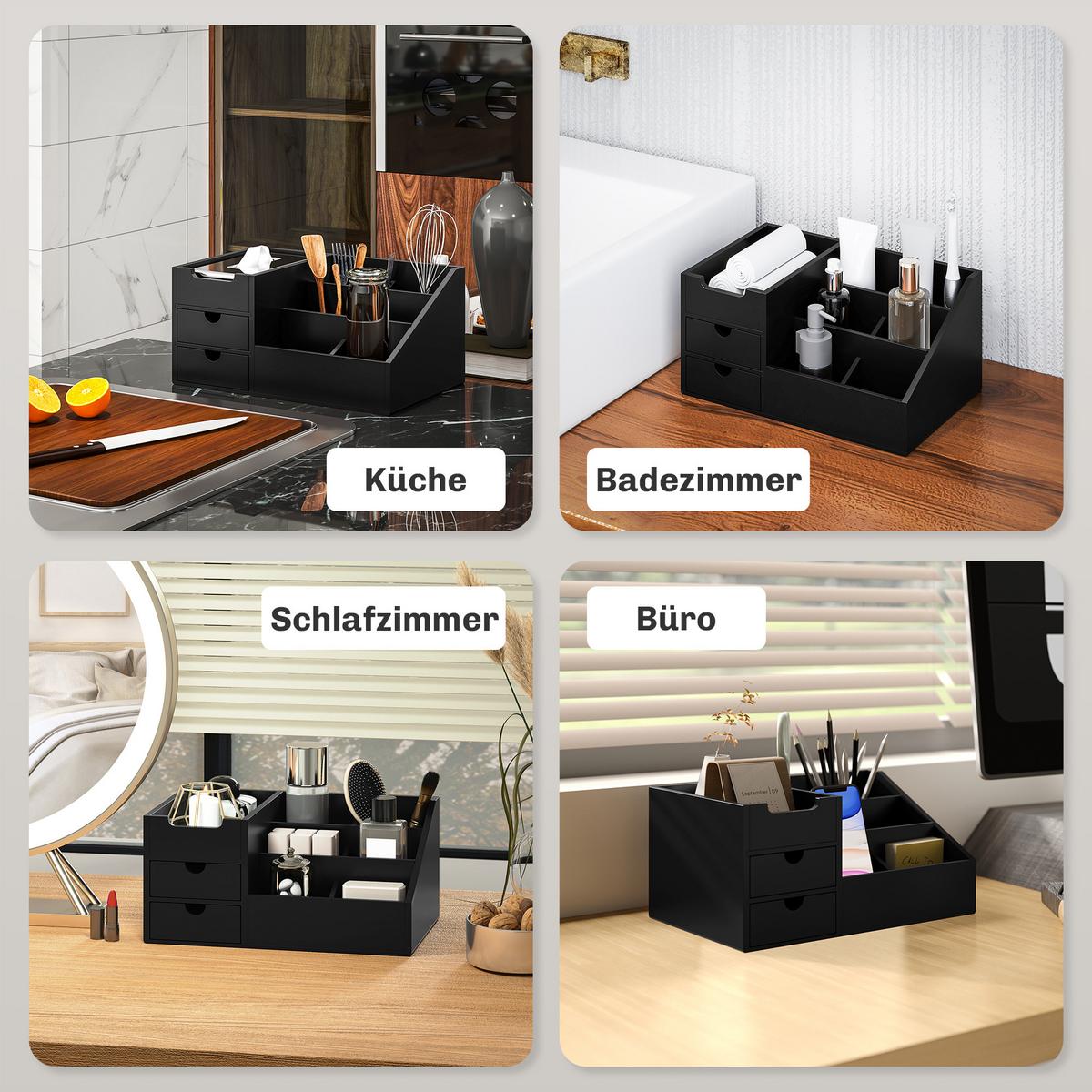 SCHREIBTISCHORGANIZER Bambus Schwarz - Schwarz, Holz (20.5/33/15.5cm) - HOMCOM