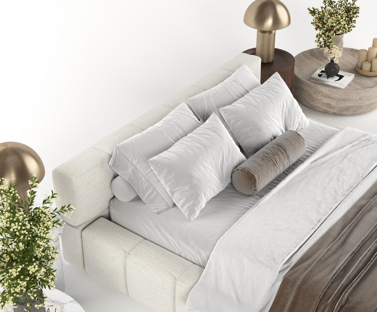 POLSTERBETT Milos mit Stauraum 180/200 cm Creme im Modesto Stoff - Creme/Schwarz, Holz/Holzwerkstoff (180/200cm) - AltaBeds