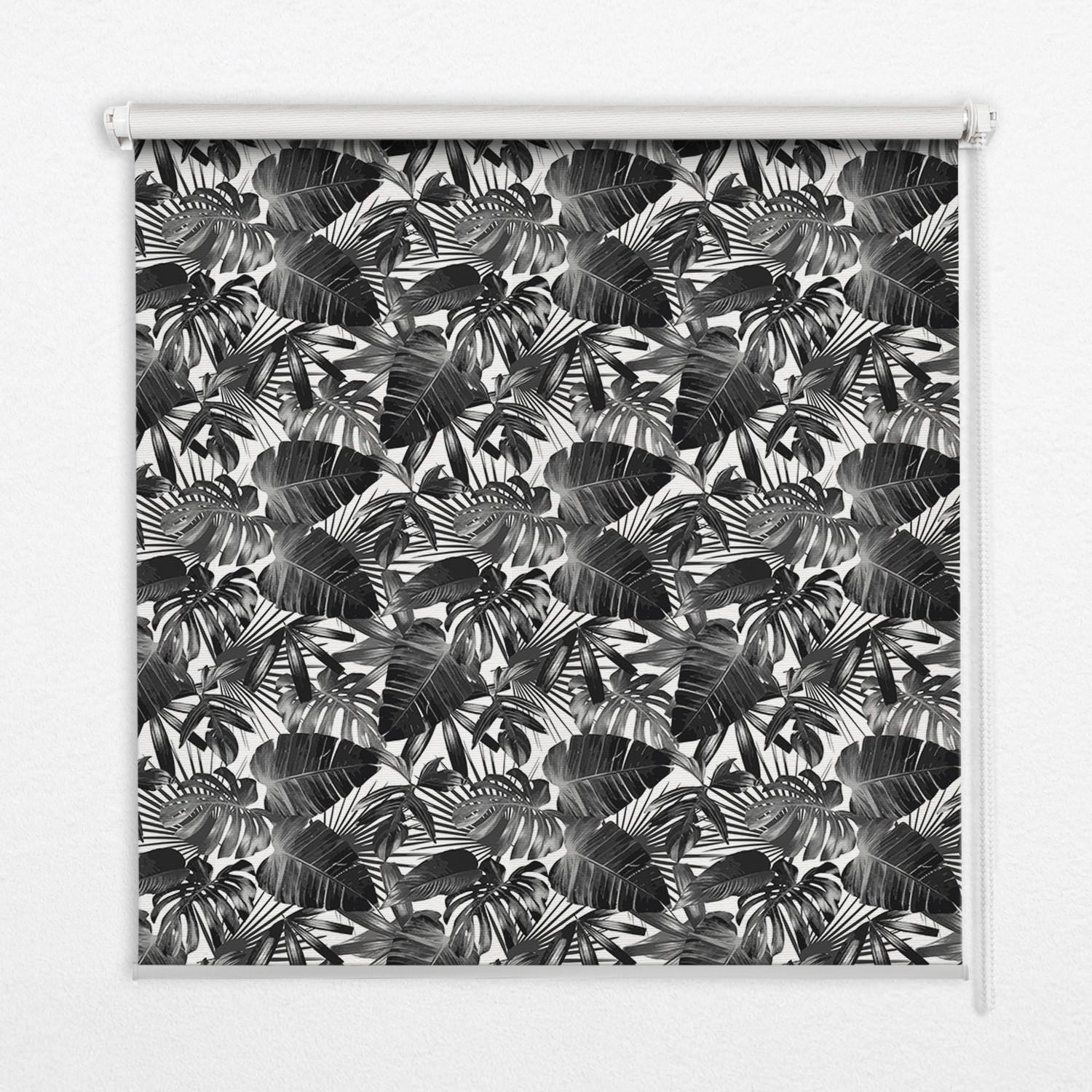 INNENROLLO - Fensterrollo - Rollo - 100x140 cm - Graue Blätter - Grau, Kunststoff (100/140/0.5cm) - TULUP