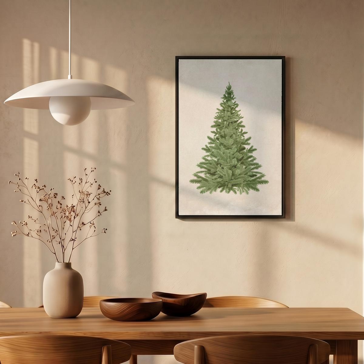 LEINWAND Bilder mit Rahmen - Weihnachtsbaum - Grün - Weihnachten - Feiertage - 40x60 - Olivgrün, Textil (40/60cm) - MuchoWow