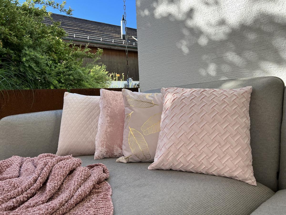 DEKOKISSEN 2er-Set Rosa 45/45 cm Freesia - Pink, Textil (45/45cm) - Beliani