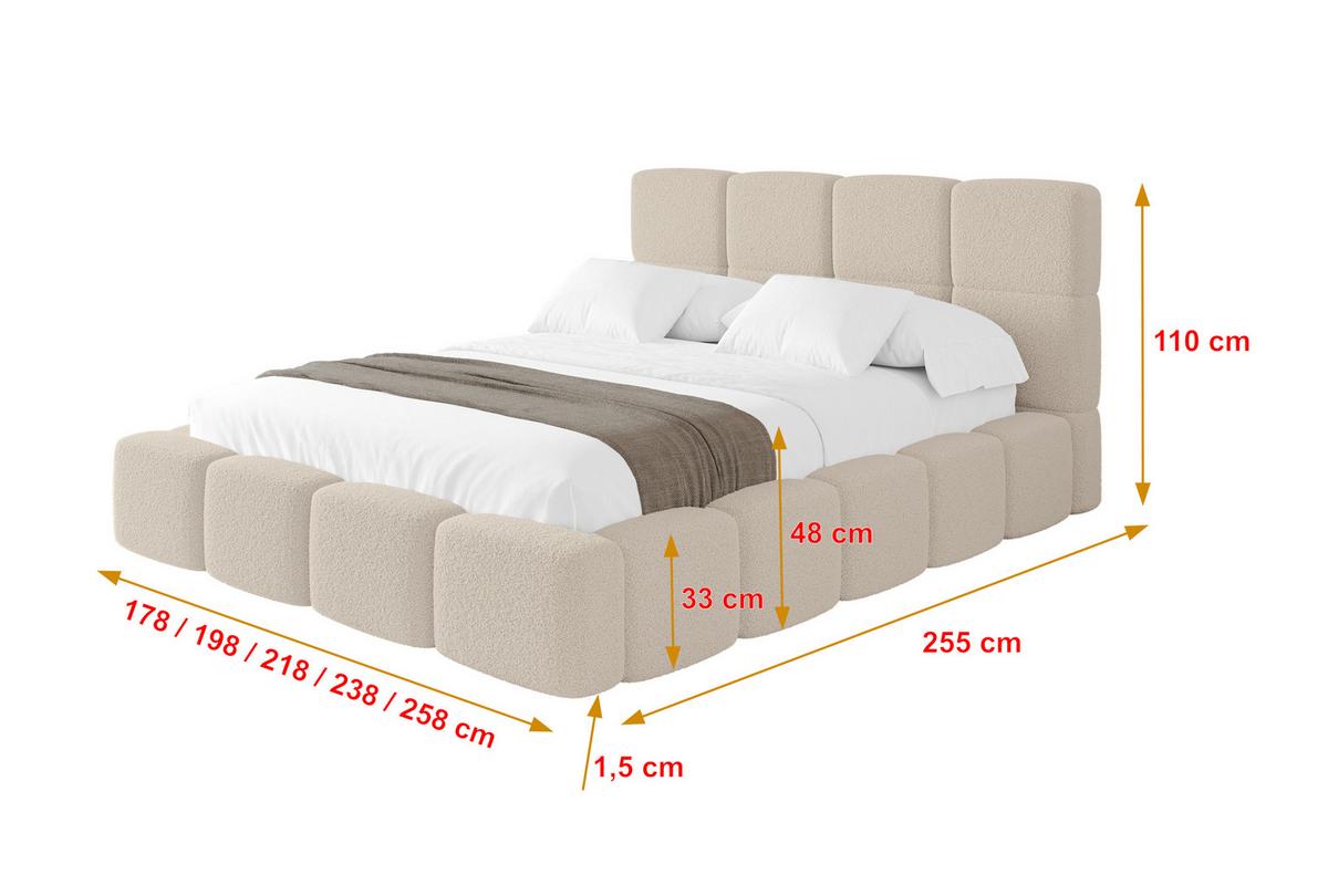 POLSTERBETT mit Bettkasten und Lattenrost mit Kopfteil, Boxbett ohne Matratze, mit Stauraum - NATA 200x200 Dunkelbeige - Hellbraun, Holzwerkstoff/Textil (200/200cm) - ALTDECOR