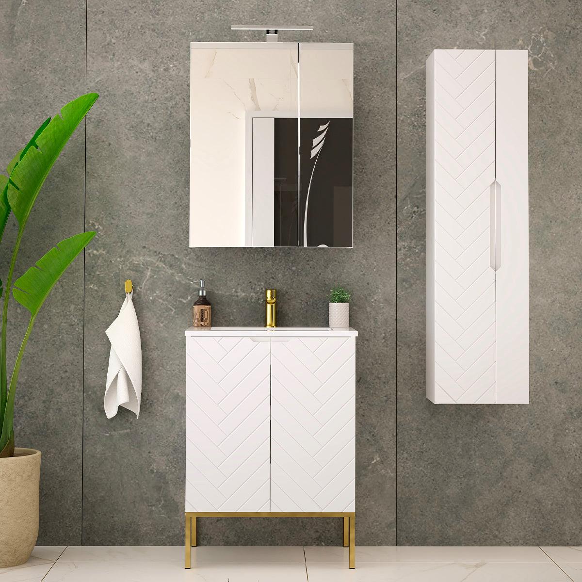 HOCHSCHRANK Daria Weiß - Weiß, Holzwerkstoff (34.5/130/31.8cm) - Petits-meubles