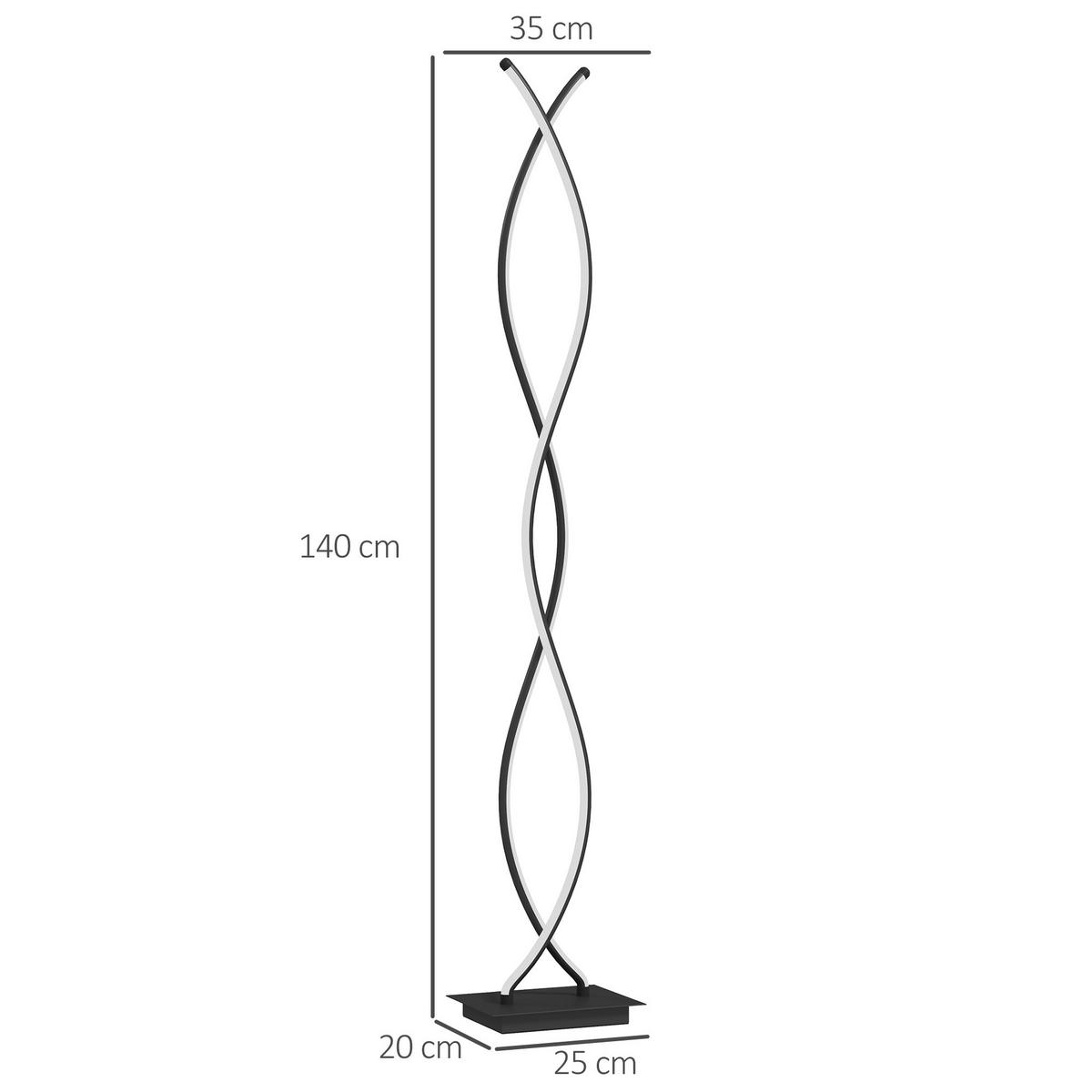 STEHLAMPE Aluminium Schwarz - Schwarz, Metall (25/20/144cm) - HOMCOM