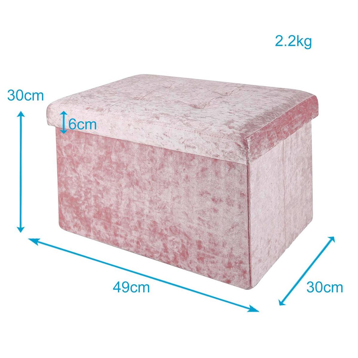 SITZBANK Faltbar mit Samtbezug 49/30/30 cm (Rosa) - Rosa, Karton (30/30/49cm) - Intirilife