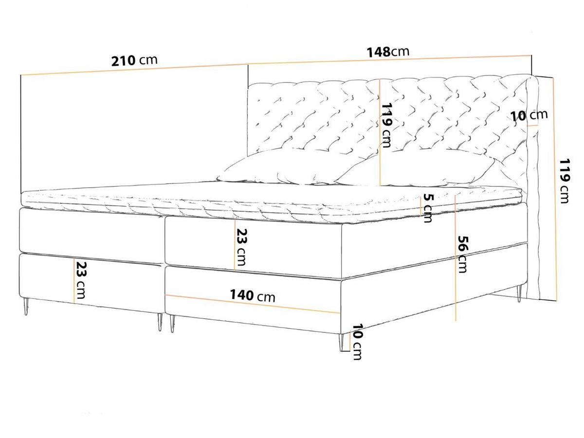 BOXBETT Bergamo 140x200 Hellgrau - Hellgrau/Schwarz, Holz/Textil (140/200cm) - Graingold