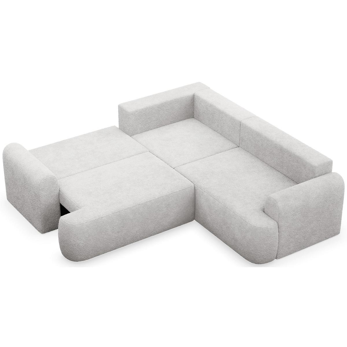 ECKSCHLAFSOFA Ovo HELLGRAUER STOFF universell MIT BETTKASTEN - Hellgrau/Schwarz, Kunststoff/Textil (245/245cm) - Selsey