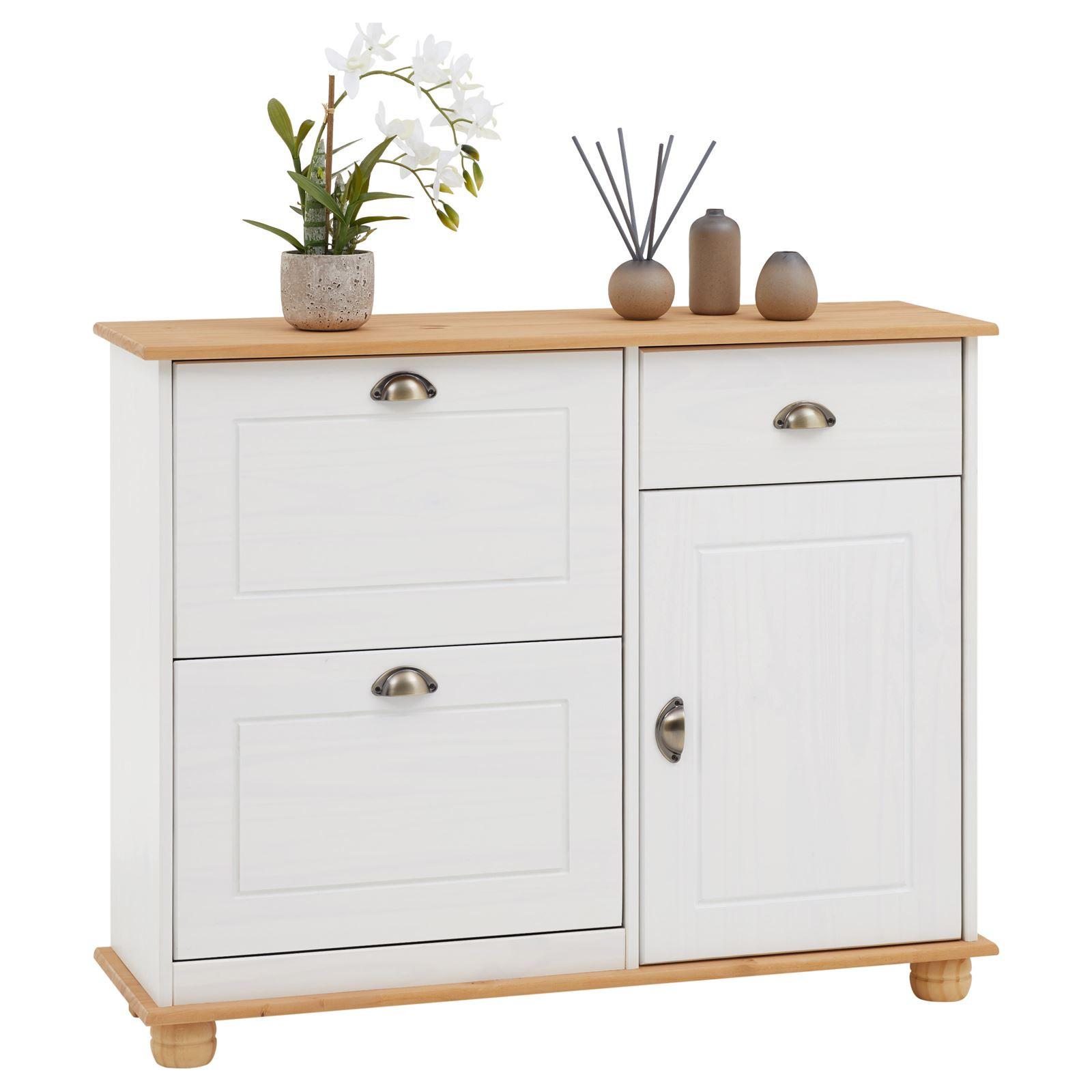 SCHUHSCHRANK COLMAR weiß/braun - Weiß/Braun, Holz (106/85/32cm) - IDIMEX