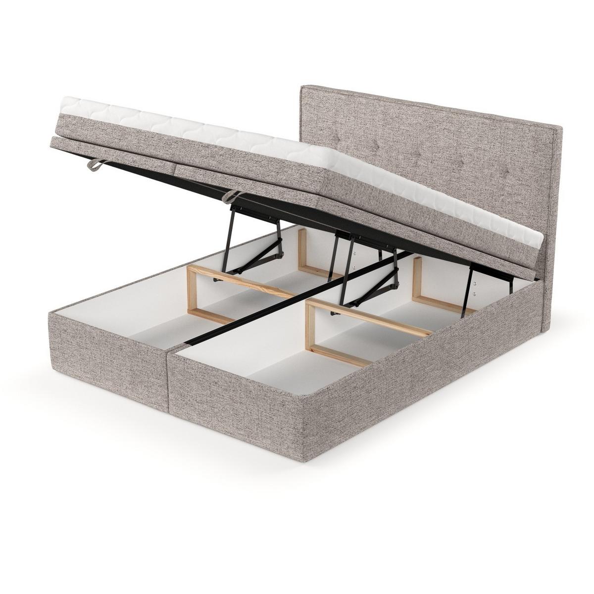 BOXBETT Arivo 180/200 cm Beige im Neve Stoff - Beige/Schwarz, Holz/Holzwerkstoff (180/200cm) - AltaBeds