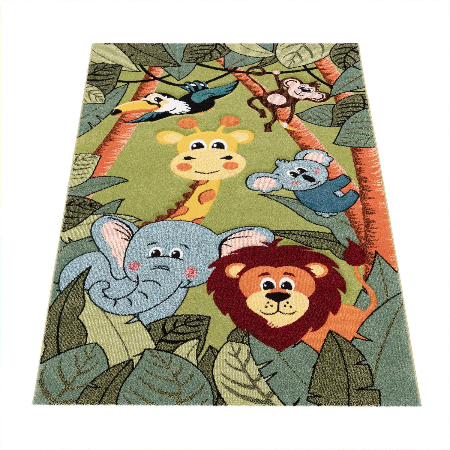 KINDERTEPPICH, mit Dschungel-Motiv, Grün, 80 x 150 cm - Grün, Textil (150/80cm) - KADIMA DESIGN