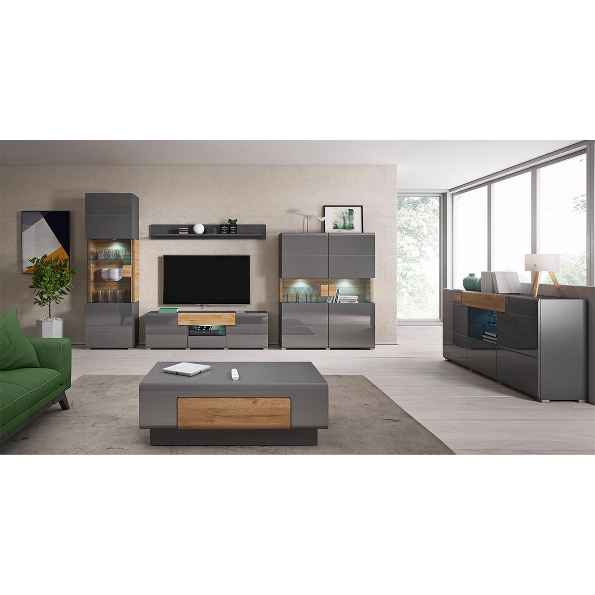 SIDEBOARD Jules Grau und Holz - Grau, Holzwerkstoff (147/131/39cm) - Petits-meubles