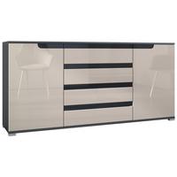 SIDEBOARD Sylt Sandgrau Hochglanz / Schwarz Hochglanz - Sandfarben, Holzwerkstoff (166.5/75.5/35cm) - Vladon
