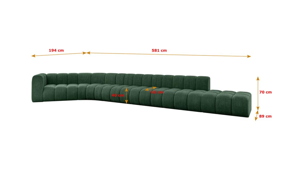 ECKSOFA modulares Sofa Tilmo-L3 - 581x194x70 cm Grün - Grün, Holzwerkstoff/Textil (581/194cm) - ALTDECOR